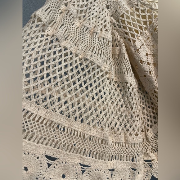 Free People x Jen’s Pirate Booty Zen Crochet Boho Ivory Mini Dress Size XS/S - Picture 7 of 10